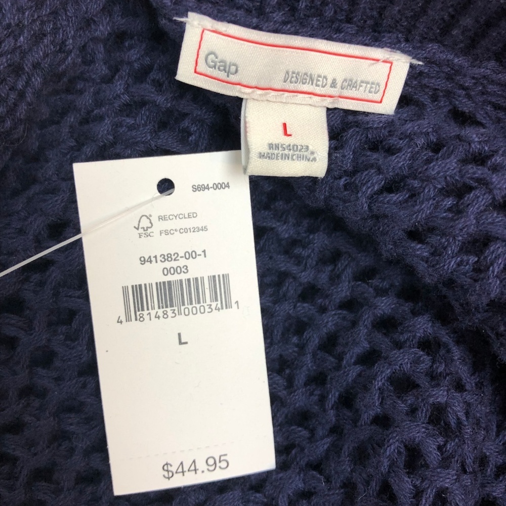 GAP Open‎ Stitch Navy Sweater Pullover Knit Top - Picture 7 of 10